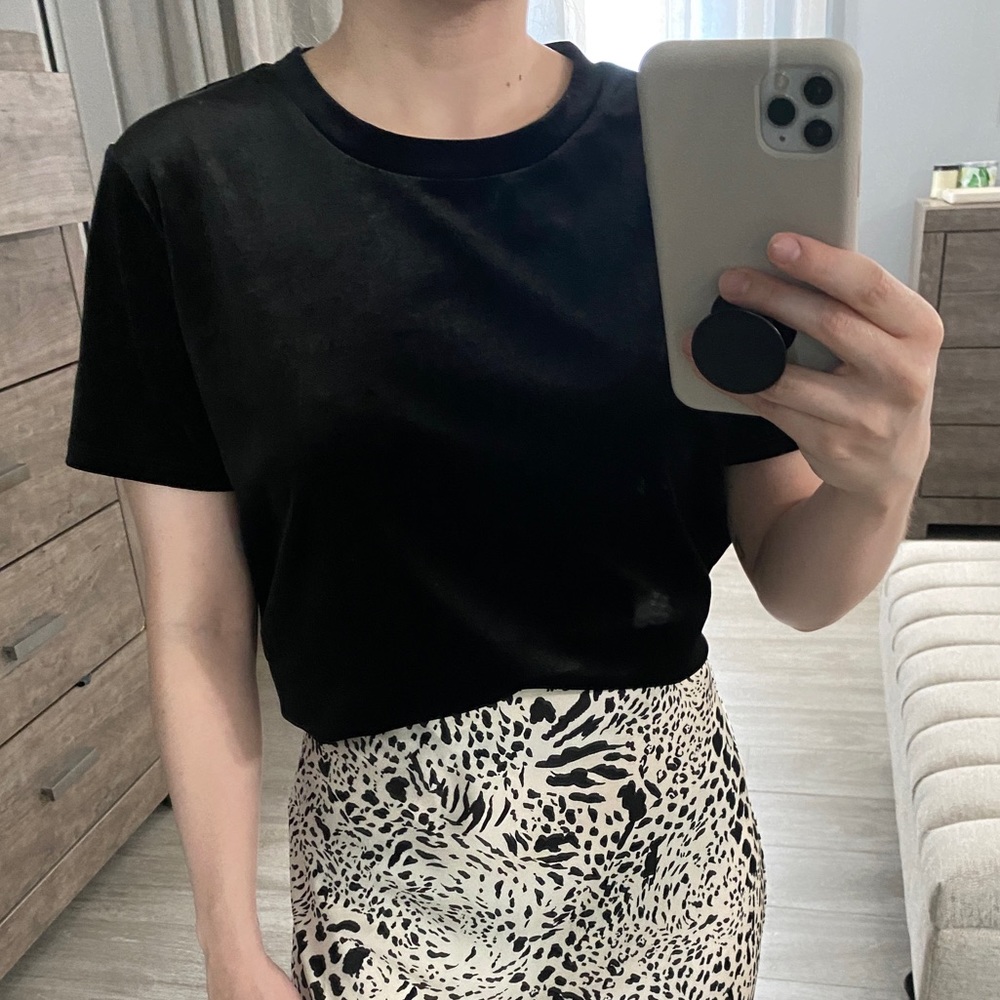 Black velvet like forever 21 tee.